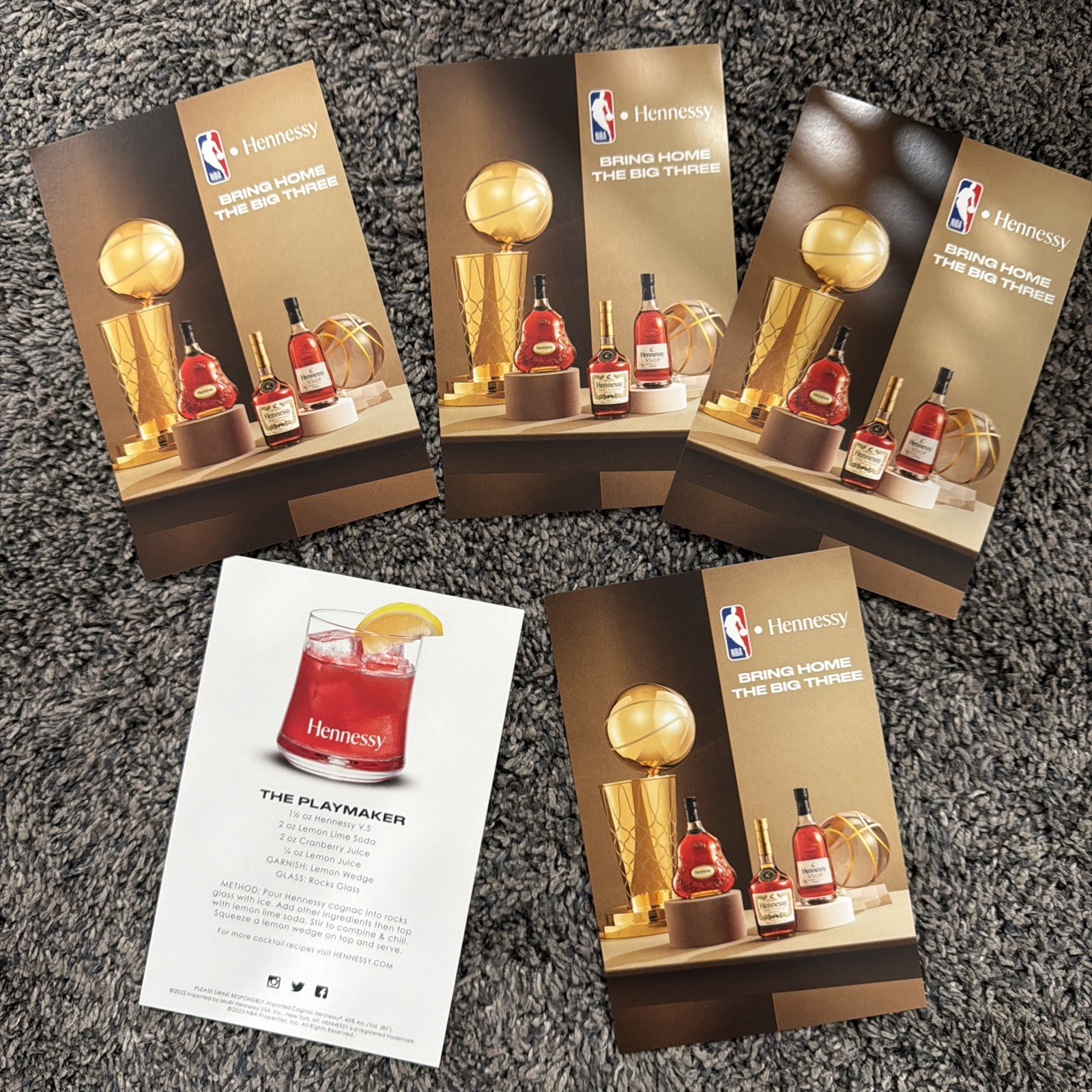 5x HENNESSY x NBA Collab Advertising Recipe Cards Cognac XO VSOP 2023