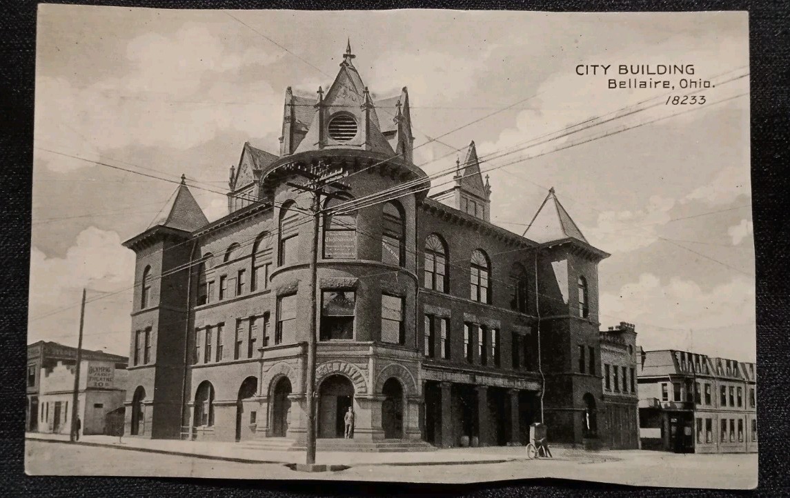 Vintage Early 1900s City Building In Bellaire, Ohio Postcard