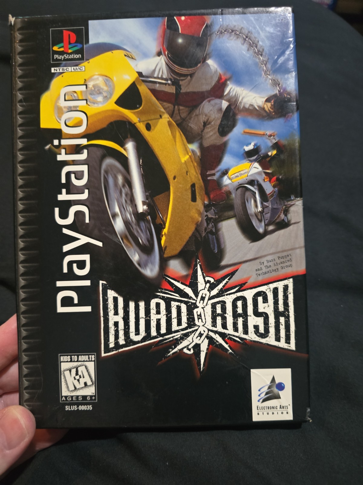 Road Rash (Sony PlayStation 1, 1995) Black Longbox Version Tested Working 
