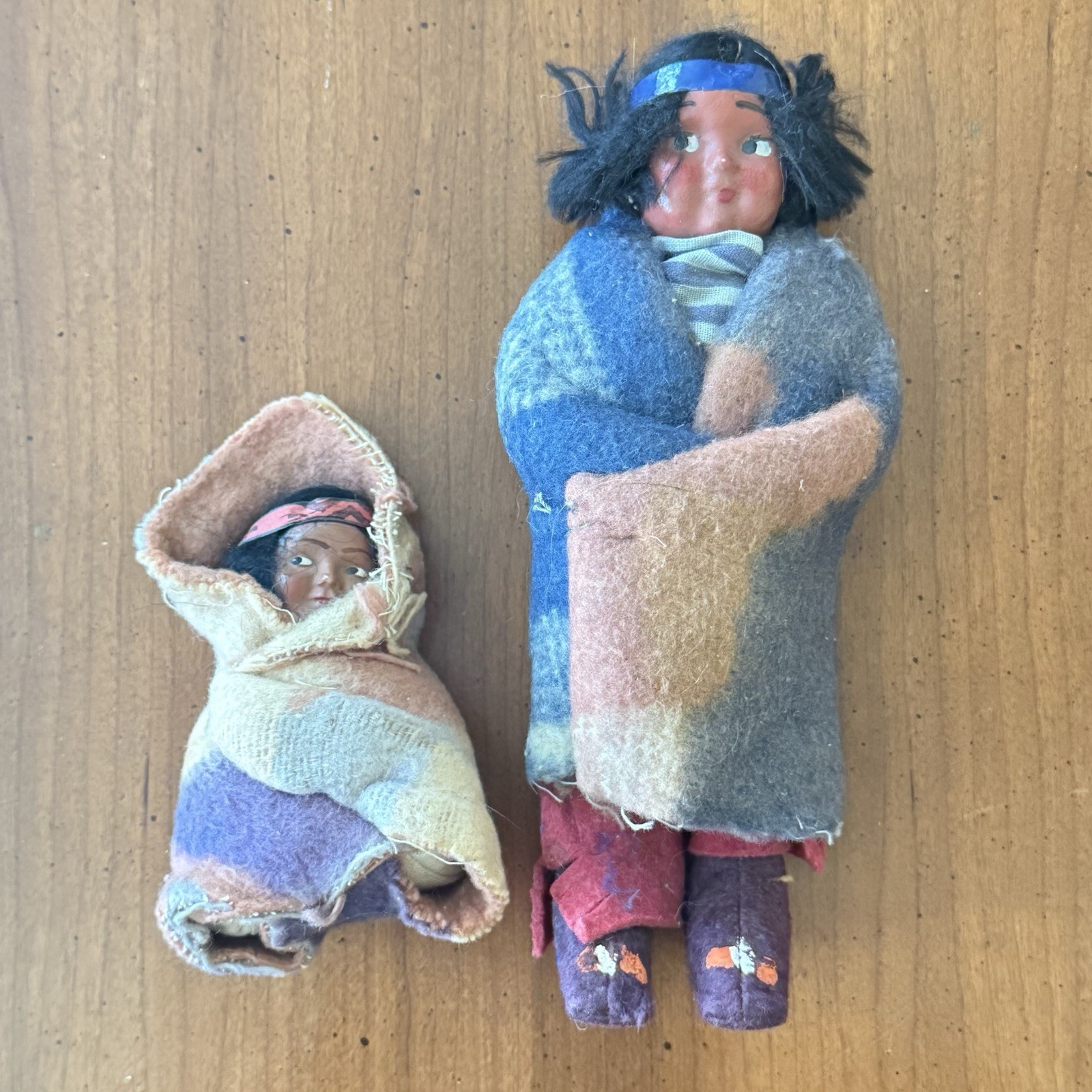 Vintage Skookum Native American Indian Dolls Bully Wool Blankets Papoose Lot