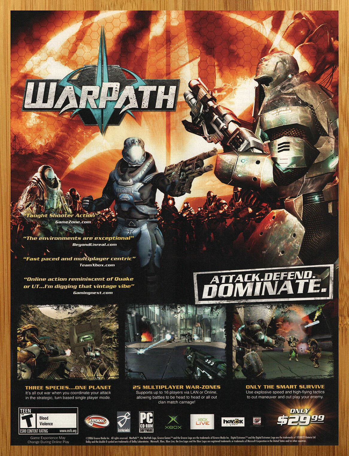 2006 WarPath Xbox Vintage Print Ad/Poster Video Game Advertisement Promo Art
