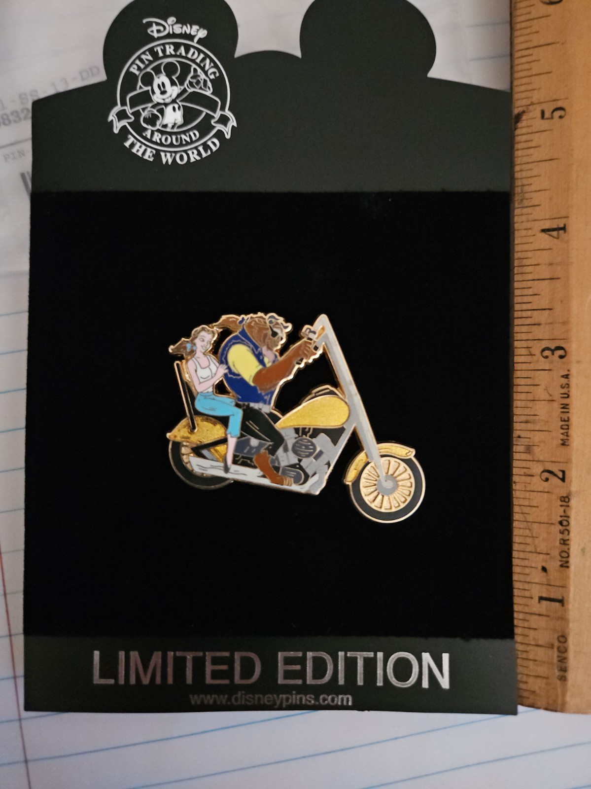 2007 Disney Beast and Belle On A Motorcycle Limited Edition Pin