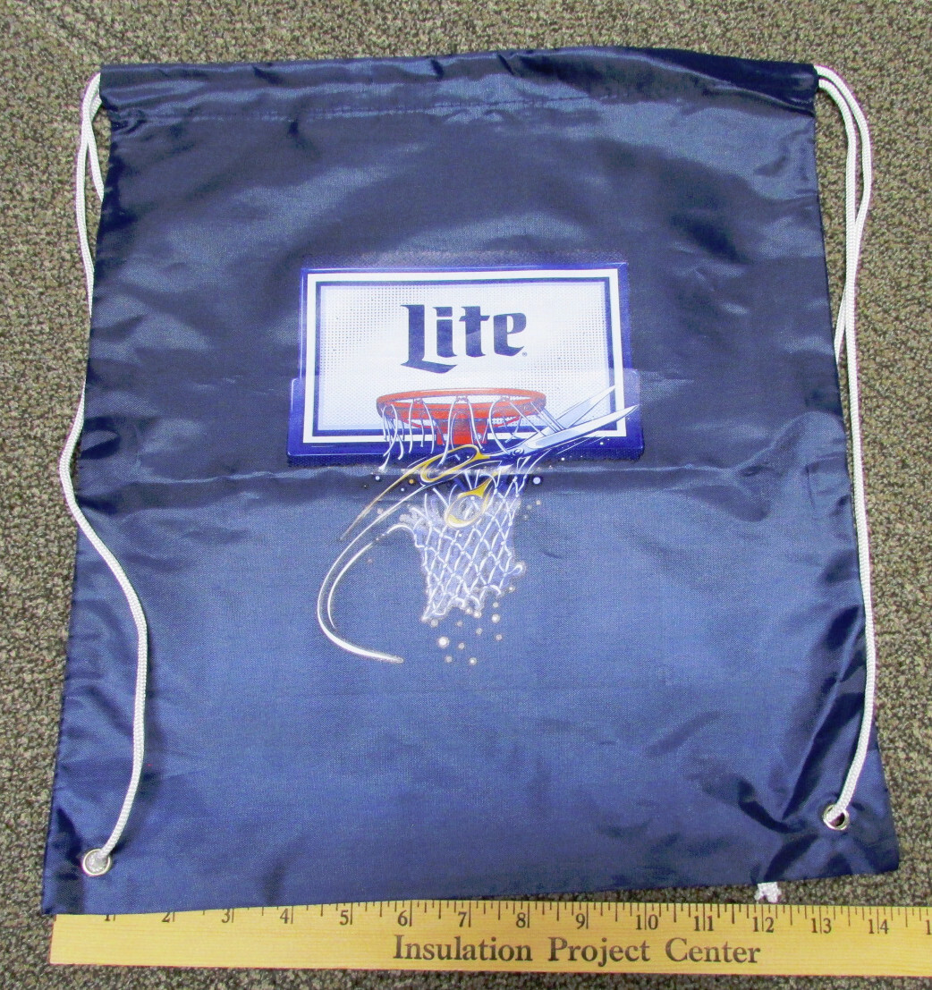 Miller Lite march madness navy blue cinch sack bag, new unused, 16 x 14 inch