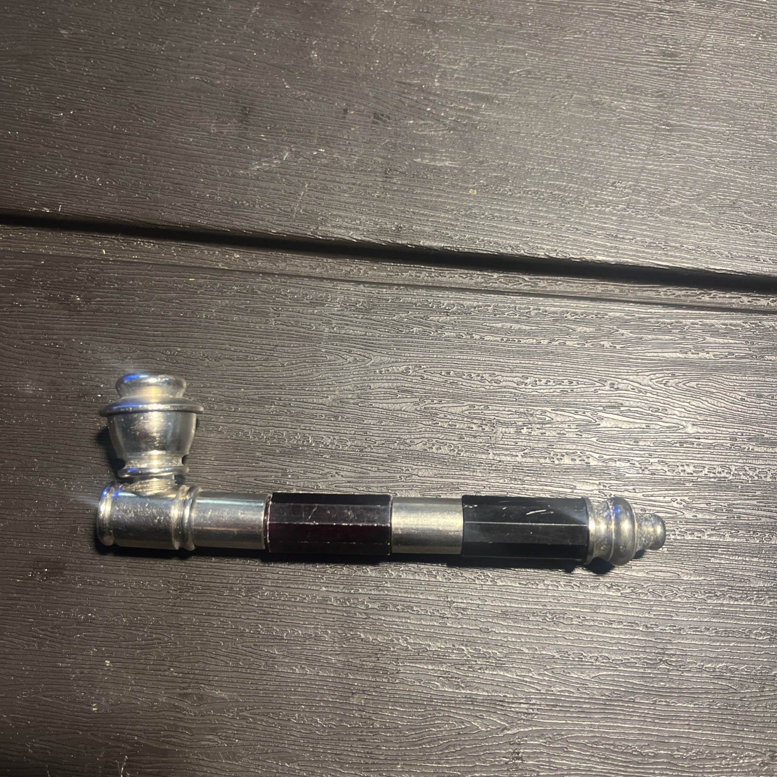 Vintage 70’s Head Shop Pipe Chrome /amethyst NOS