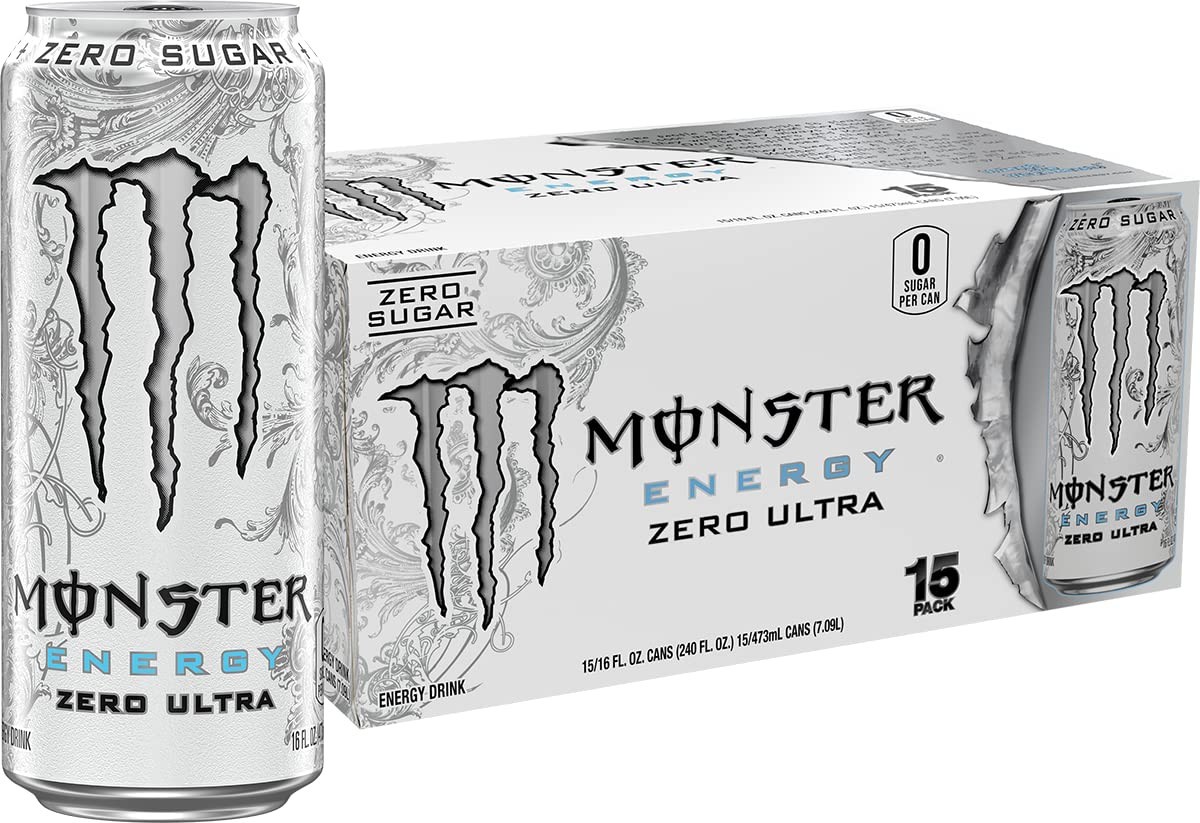 Monster Energy Zero Ultra, Sugar Free Energy Drink, 16 Ounce | Pack of 15 Fresh