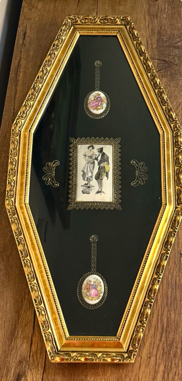 Vintage Mid-Century Sungott Art Studios Hollywood Regency Shadow Box Wall Art –