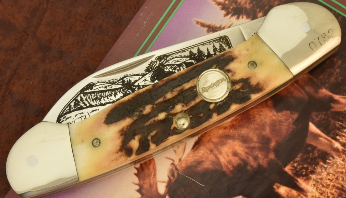 REMINGTON UMC USA GENUINE STAG CANOE KNIFE 1/1500 1998 LIMITED EDITION  (36099)