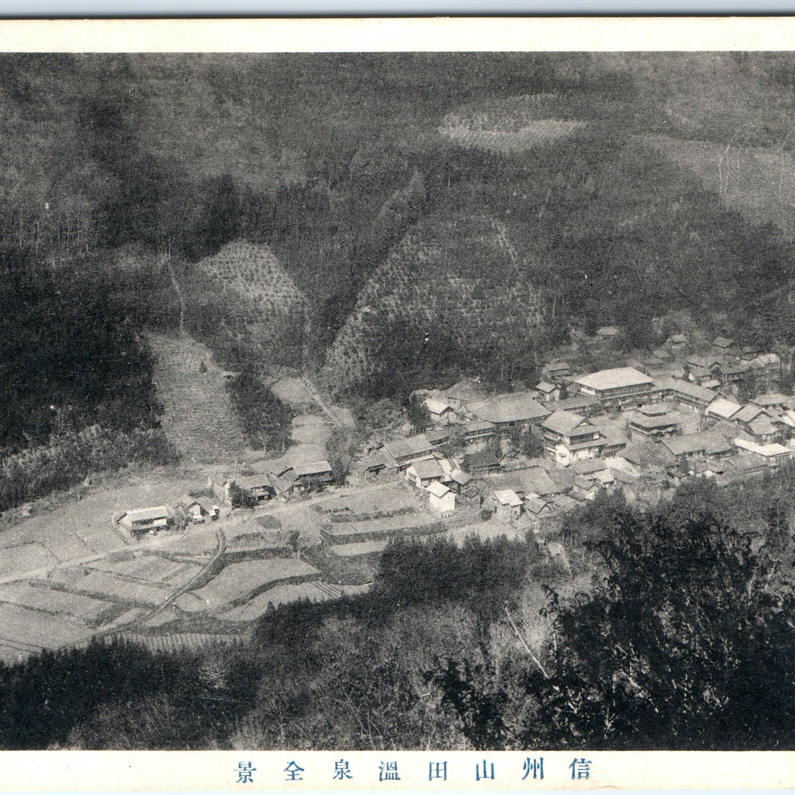 c1910s Yamada Onsen Japan Postcard Shinshu Hot Spring Birds Eye Mountain View