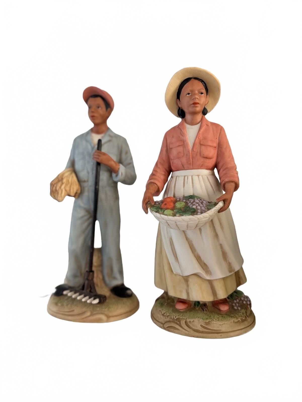 Homeco Vintage Farm Couple Porcelain Figurines