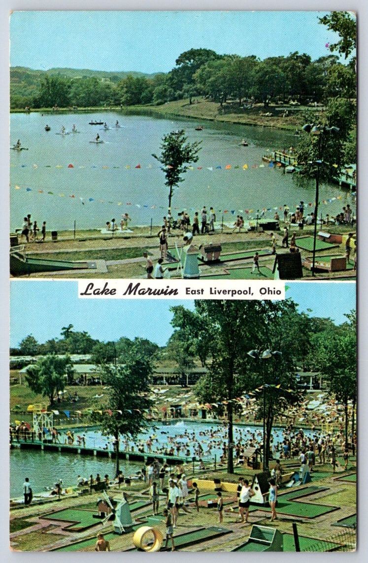 Vintage Ohio Postcard EAST LIVERPOOL Lake Marwin Resort 1963