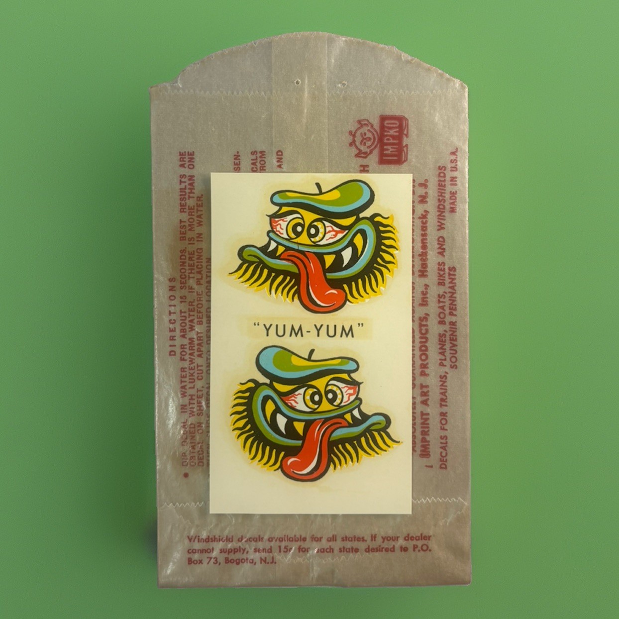 Vintage IMPKO  Yum Yum Decal, hobby, hot rod, motorcycle, Scale Mode 