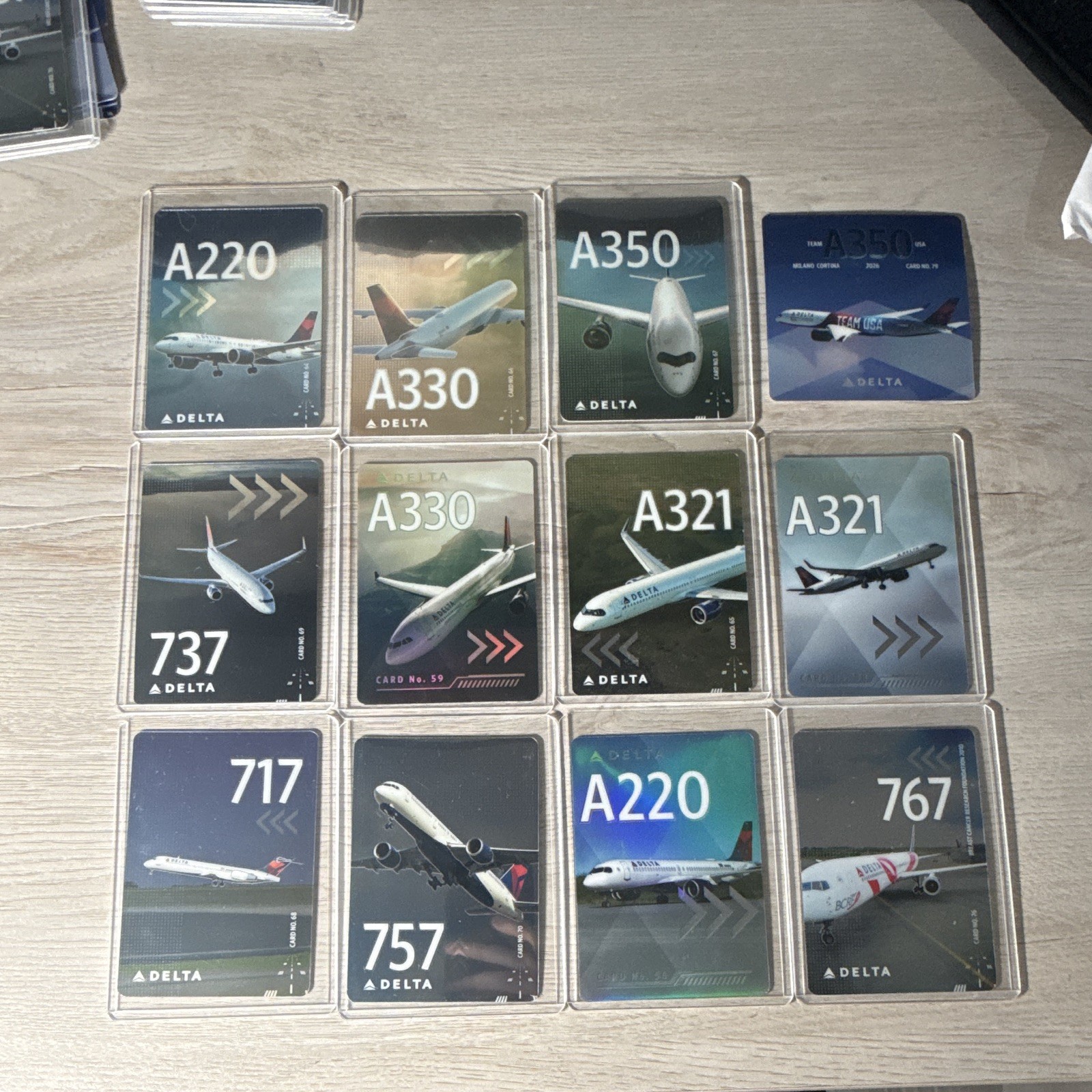 Delta Air Lines Aircraft Trading Cards A220/A330/A350/737/A321 12-Card Lot