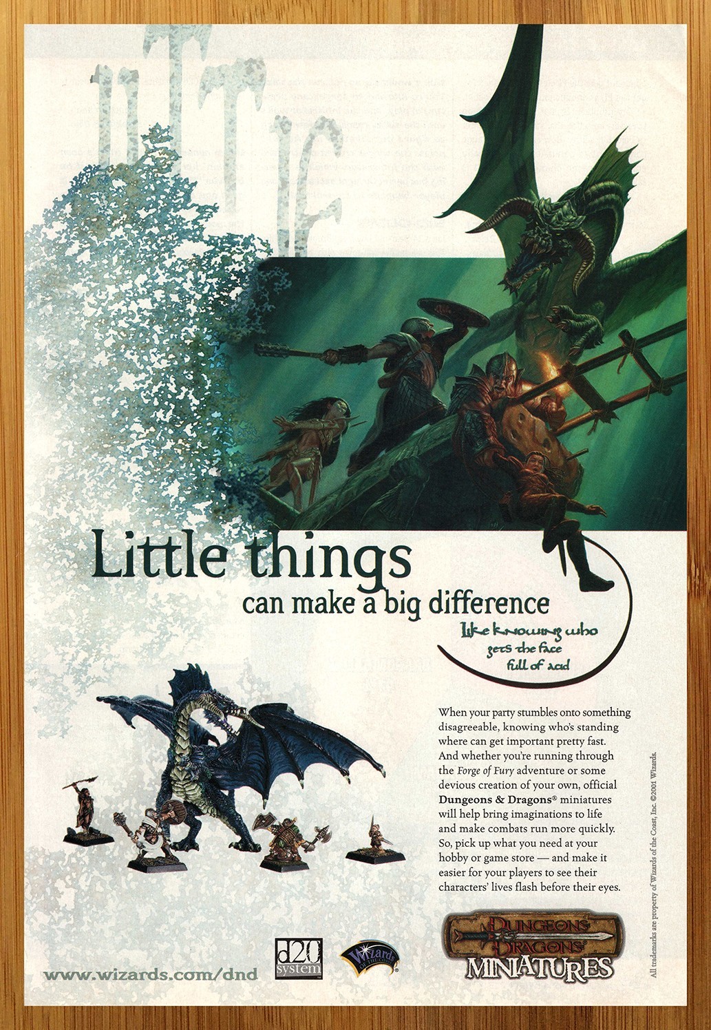 2001 Dungeons & Dragons Miniatures Game Print Ad/Poster AD&D Dragon Figures Art