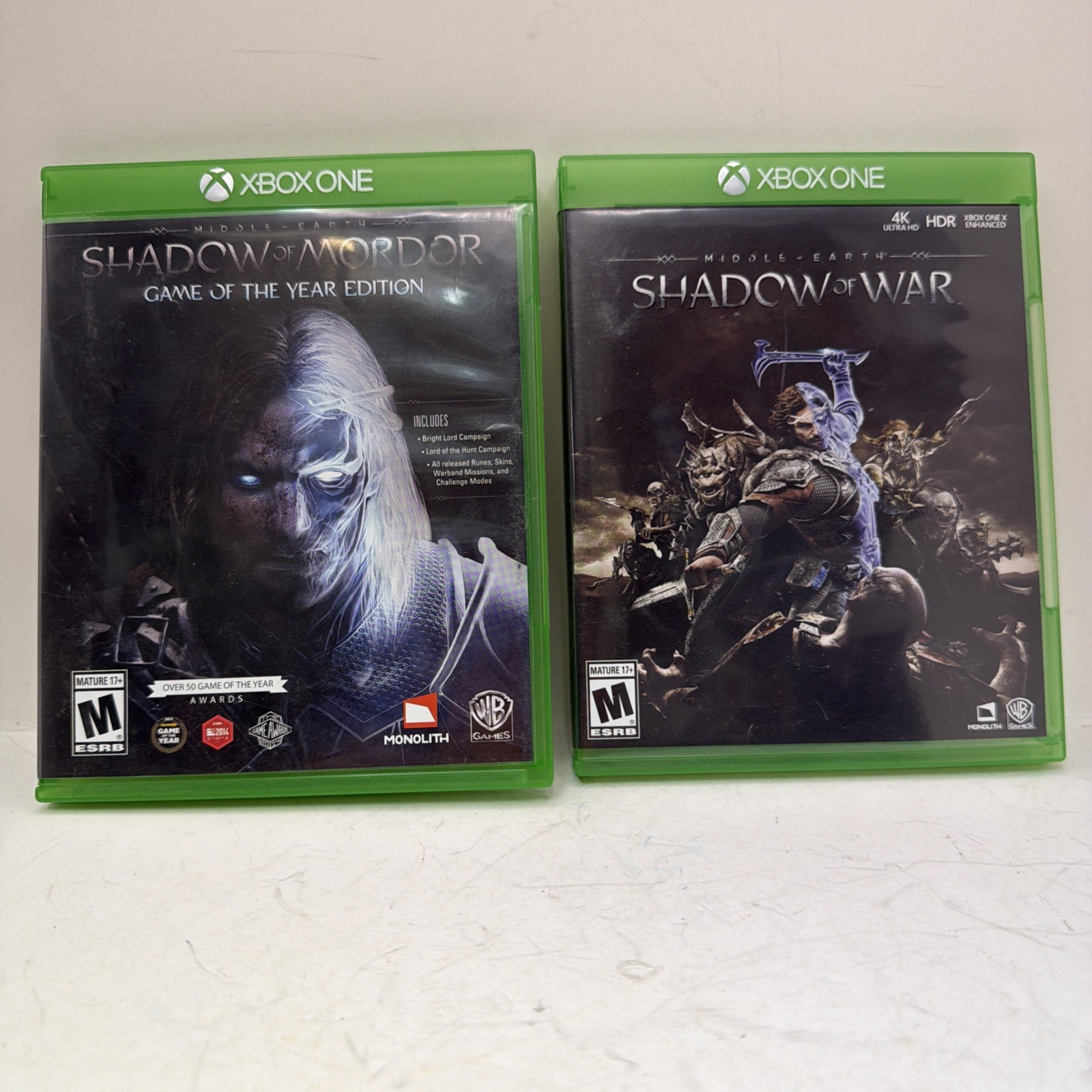 Xbox One(2)Middle Earth Shadow of Mordor Game of the Year Edition&Shadow Of War