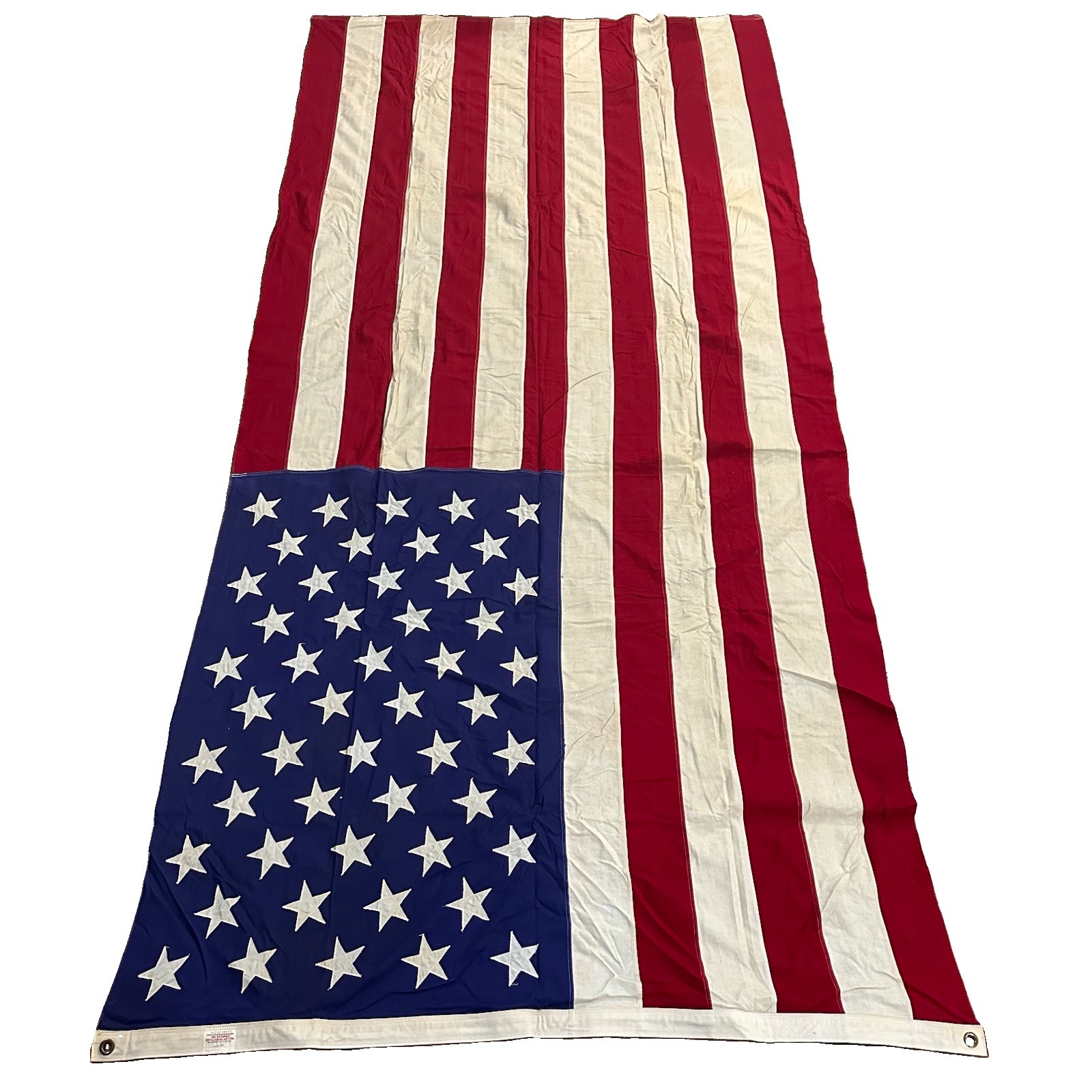 Vintage 1960s Valley Forge 50 Star USA Flag Cotton Bunting Sewn Stars 111x53
