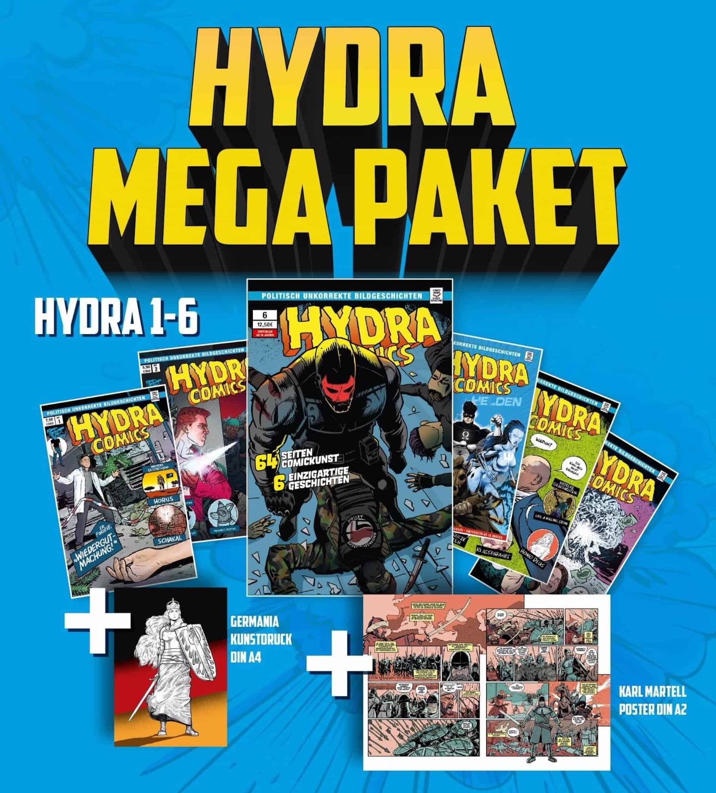 HYDRA Lot: HYDRA COMICS #1 to 6 + Germania Art Print + A2 Poster