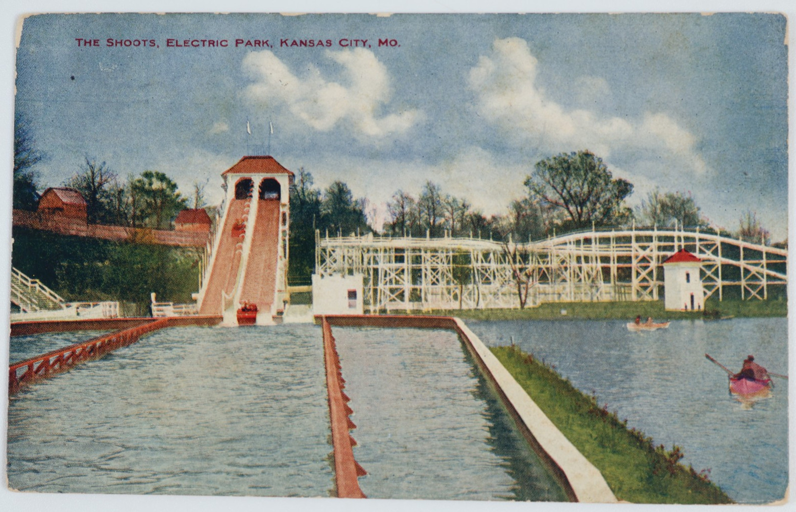 Vintage 1908 Postcard The Shoots Electric Park Kansas City MO Amusement Park