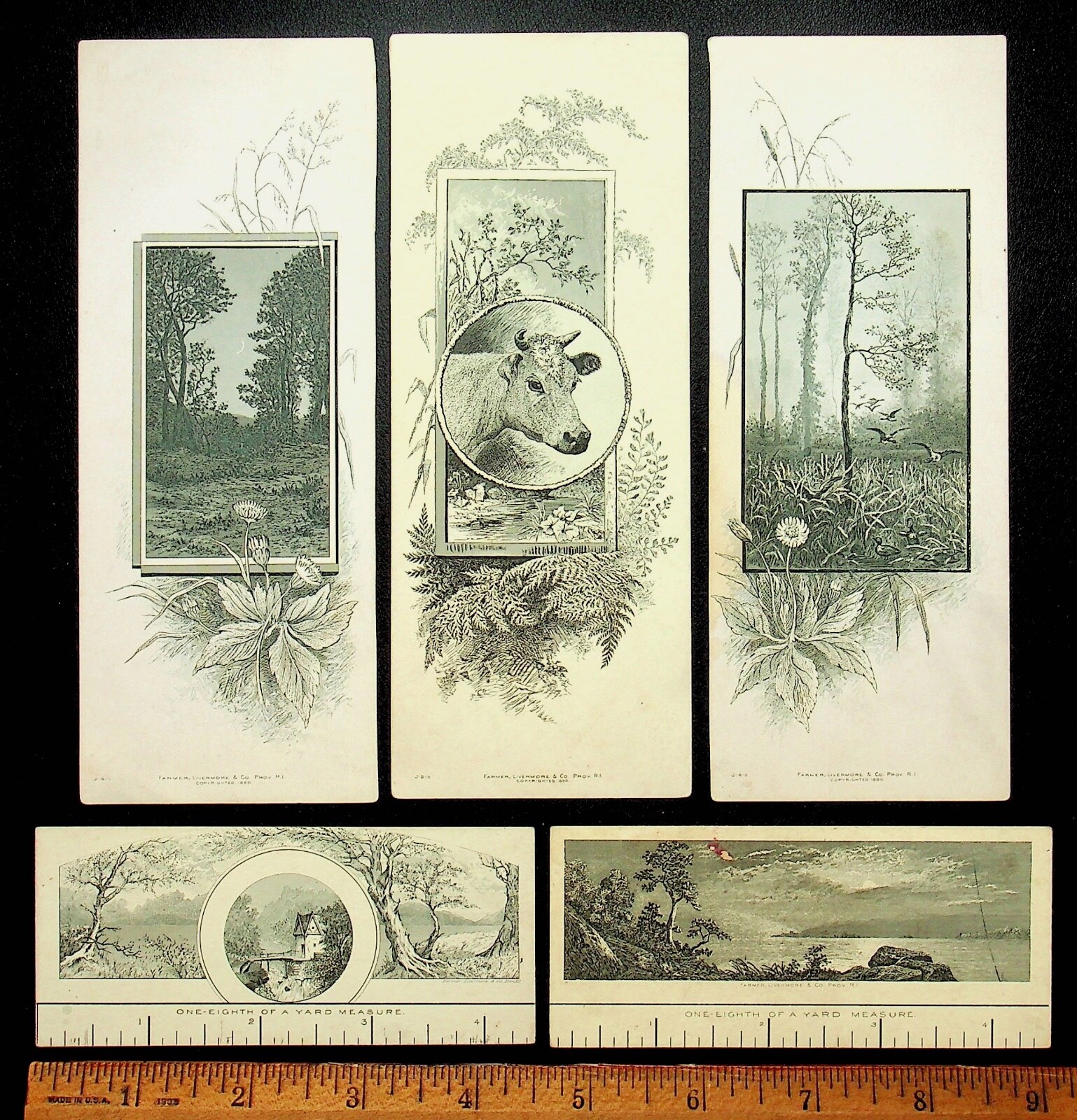 FIVE 1870s-80s ENGRAVED FARMER LIVERMORE CO - E17-G