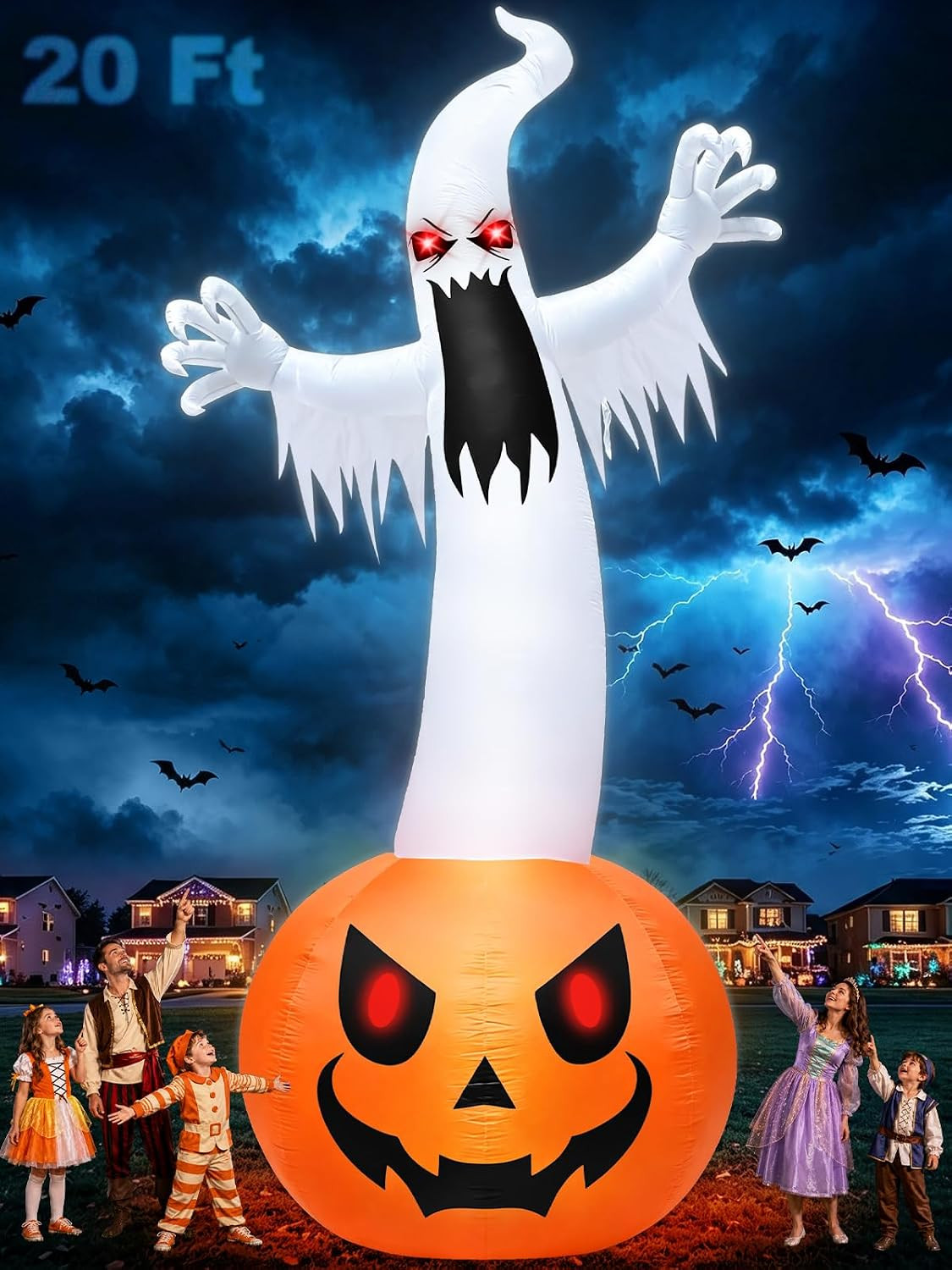Super Giant 20 FT Halloween Inflatables Pumpkin Ghost Outdoor Decorations