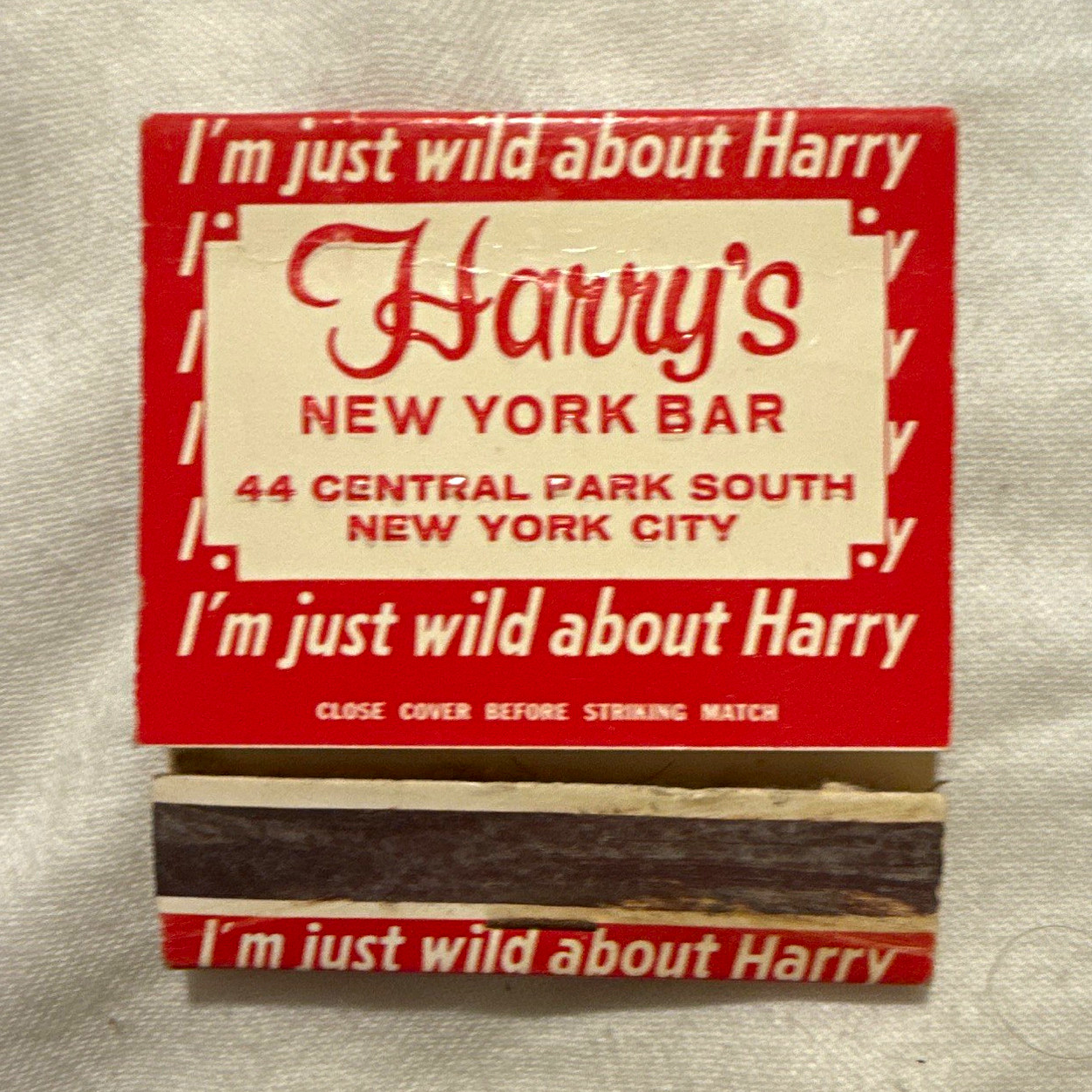 Vintage Harry's New York Bar Matchbook 44 Central Park South PLAZA 5-5800