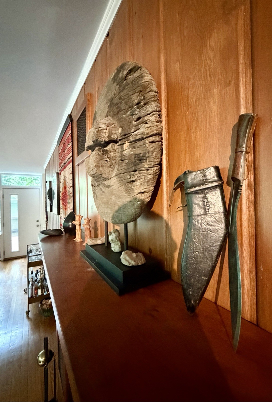 Nepali Gurkha Kukri Fighting Knife with Ornate Handle and Leather Sheath