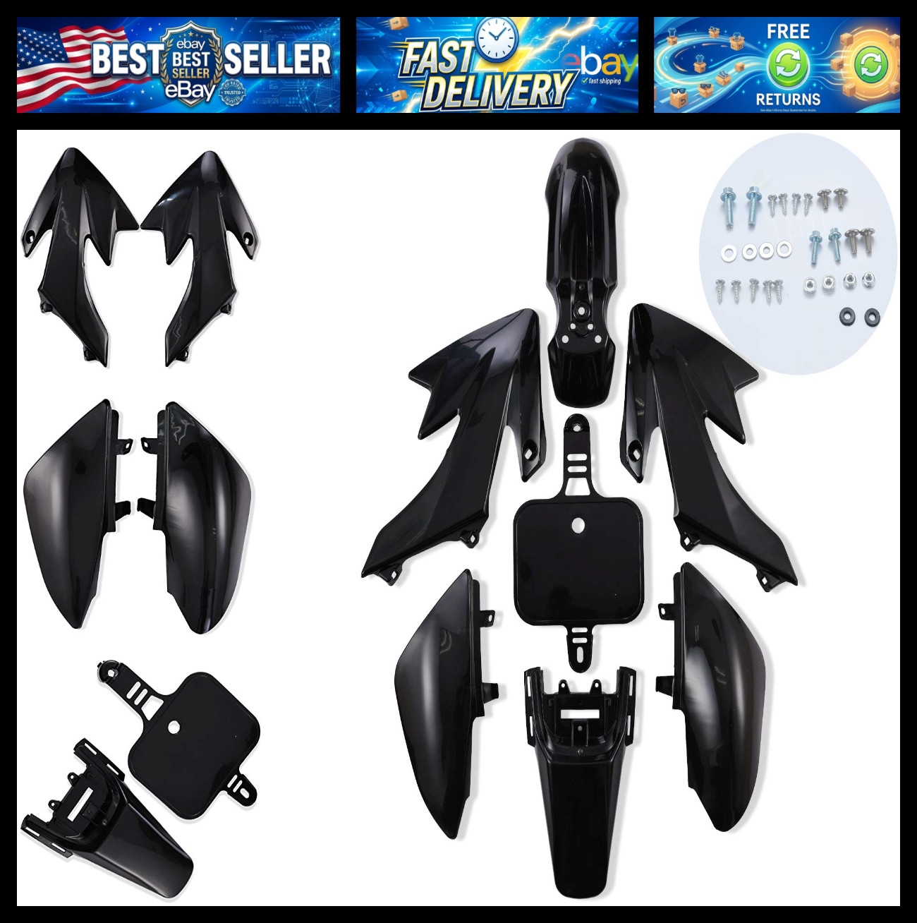CLEO Plastic Fender Fairing Body Work Kit Set，Plastic Body Fender Kit 7 piece fo