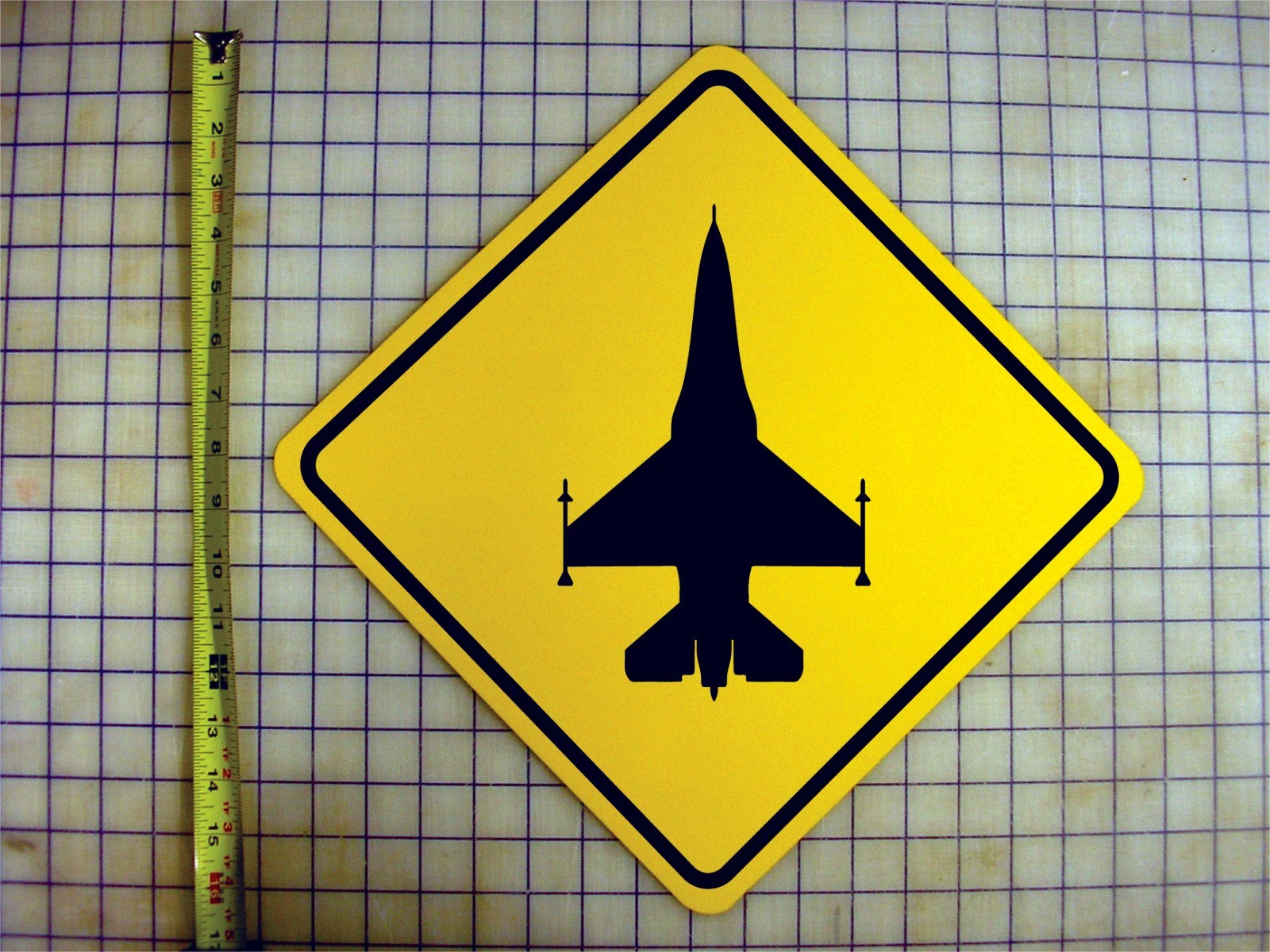F16 Falcon Jet Yellow Aluminum Sign Military Gift Decor