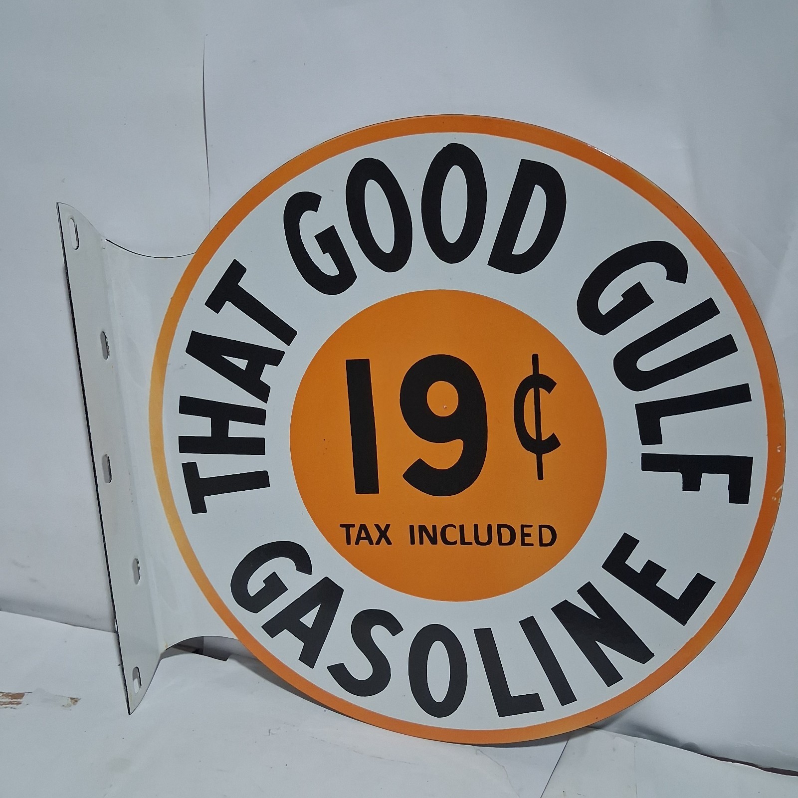 Gulf Gasoline Porcelain Enamel Sign 19.5 x 17 Inches 2 Sides