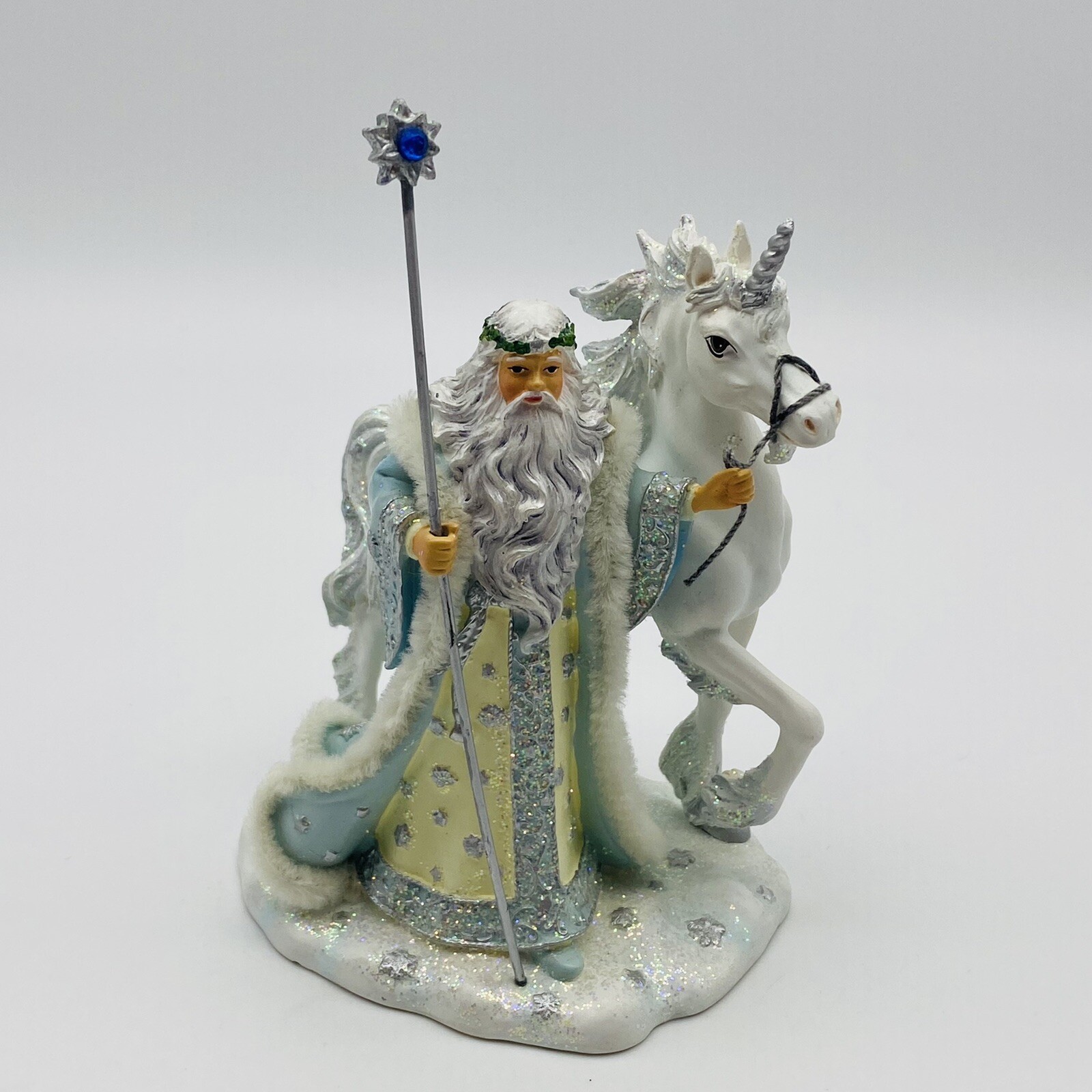 Magicial winter wizard & horse Icy Enchantment Sculpture Rare