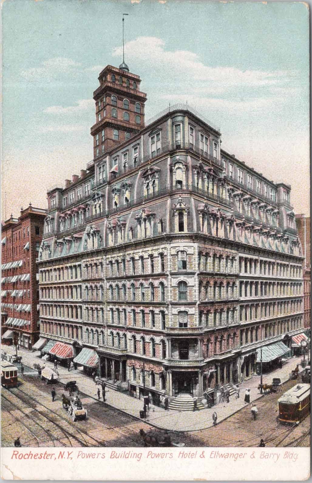 Powers Hotel Building Rochester NY New York Street View Postcard 