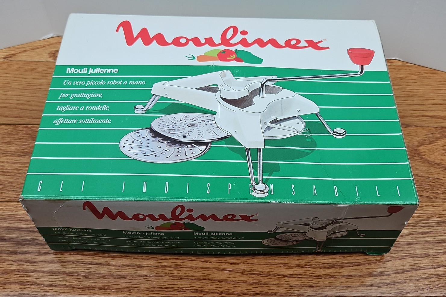 Vintage Moulinex Mouli Julienne 445 Rotary Slicer Grater 3 Discs Box France