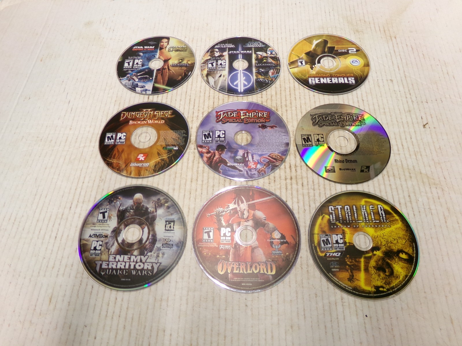 PC Games Lot of 10 Star Wars Stalker Overlord Dungeon Siege Disc Only