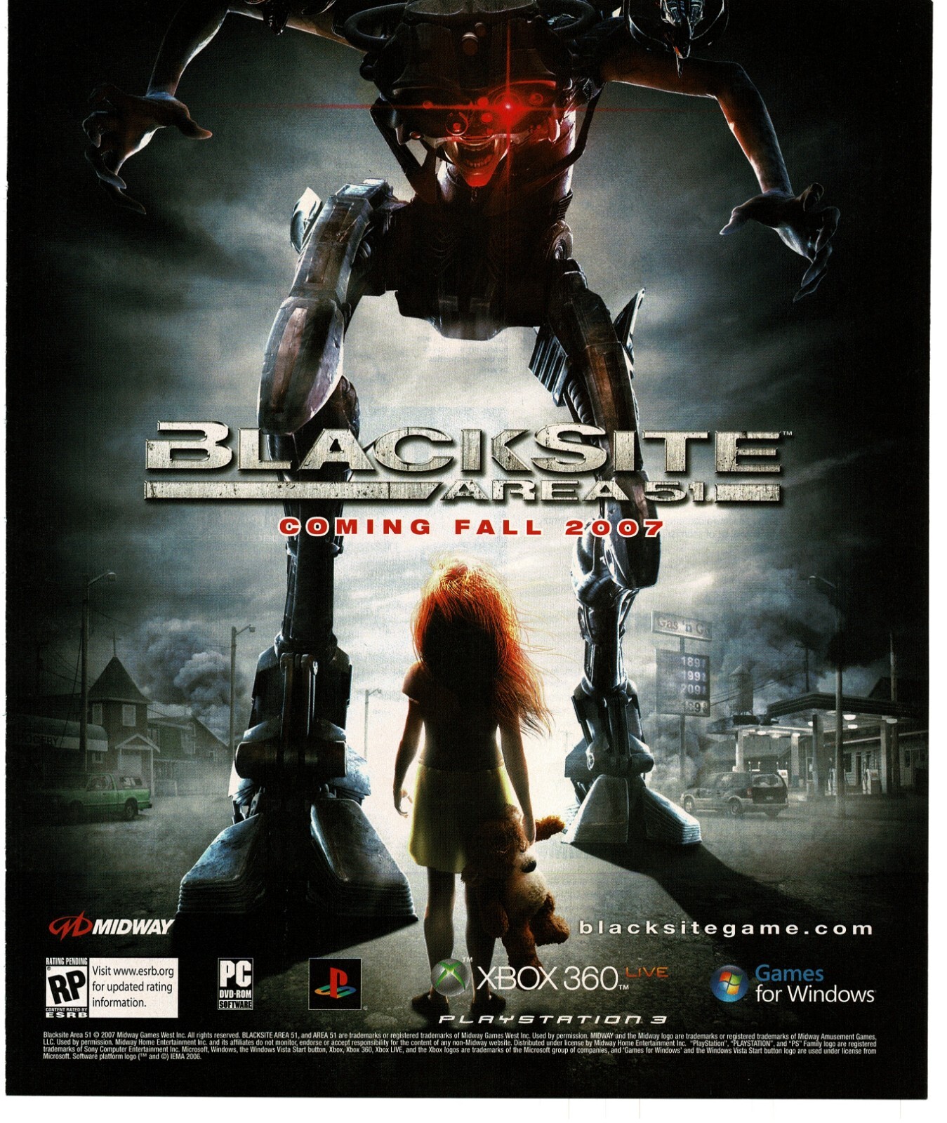 2007 Blacksite Area 51 Video Game Vintage Print Ad Midway
