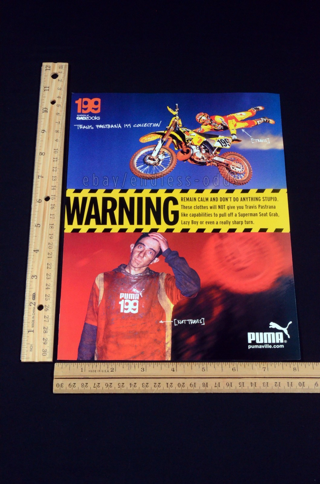 2002 Puma Travis Pastrana Motocross Gadzooks Magazine Page Print Ad Poster 2000s