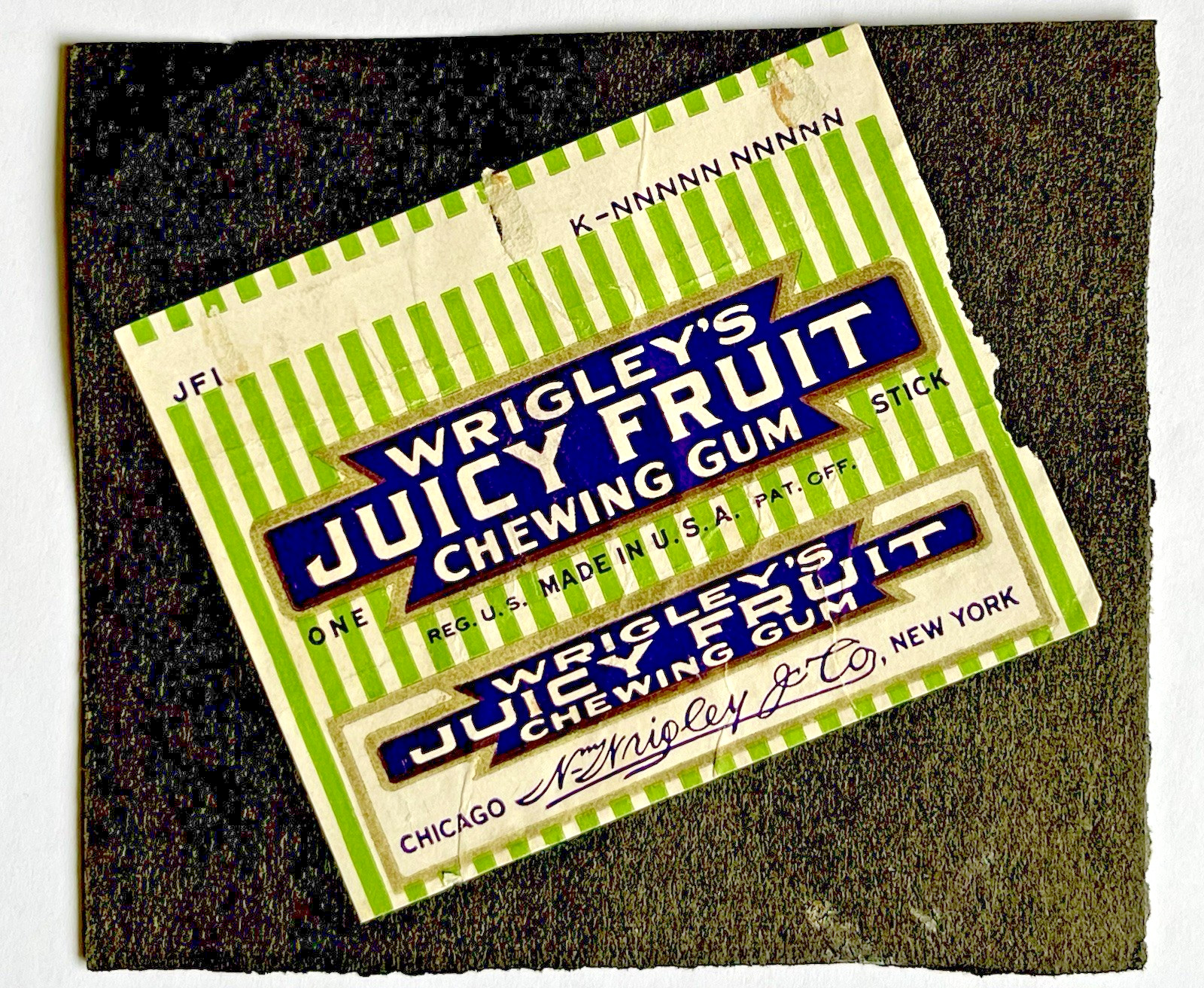 RARE 1920'S- WRIGLEY'S JUICY FRUIT CHEWING GUM WRAPPER