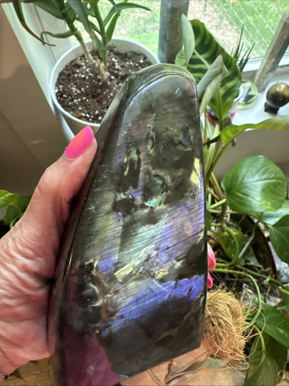 Large 2.1 Lb Labradorite Crystal Mountain 6.75”