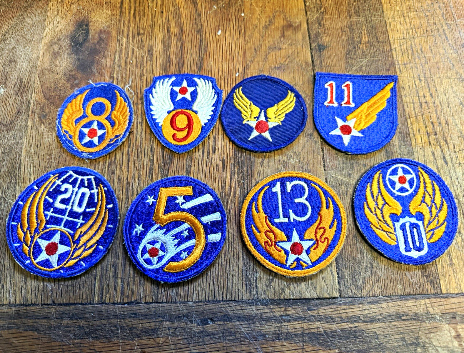 8 WW2 US Army Air Force patches (NO GLOW)