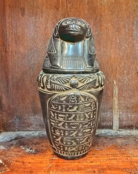 RARE ANCIENT EGYPTIAN ANTIQUITIES canopic Jar for Mummification Sons Of Horus BC
