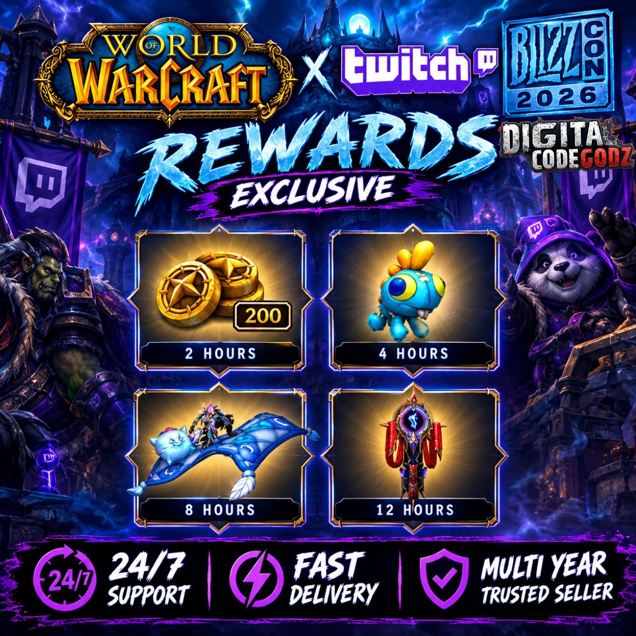 World of Warcraft Blizzcon 2026 x Twitch Rewards ✨️ 4 Item Complete Exclusive ✨️