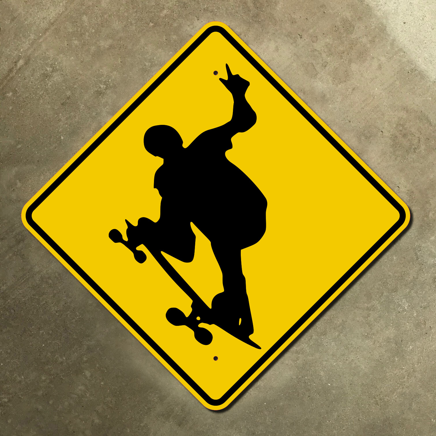 Skateboarder skate park warning marker road sign Wheeling West Virginia 12x12