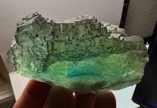 Green w/ Blue Stepped Fluorite Crystal Specimen - 248g - Uis, Erongo, Namibia picture