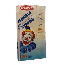 Vintage Scoopy’s Drinking Straws Flexible Carnival Scoopy Clown Box Only picture