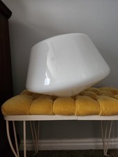 Vintage Large White School Light Glass Lamp Shade Odd Shaped picture