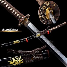 Bamboo Style Clay Tempered T10 Steel Japanese Samurai Sword Katana Brass Fitting picture