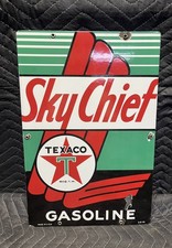 Vintage 1945 Texaco Sky Chief Gas Metal Sign (12 x 18)  picture