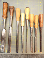 Antique Vintage CHISELS Witherby Marked Old Unusual Set Old Handles KU picture