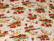 Vintage 1940s Cold Rayon Hawaiian Novelty Print Fabric Sewing Fish Tropical picture