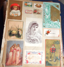 2 1876 Antique Scrapbook Pages - SCRAPS ON 3 SIDES - CALLING, TRADE CARDS & MORE picture
