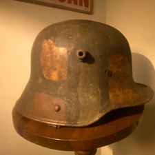 WWI WW1 RARE German Camouflage Helmet w/ ww1 era Shipping label picture