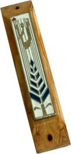 Olive Wood Mezuzah with Shema Israel Scroll picture